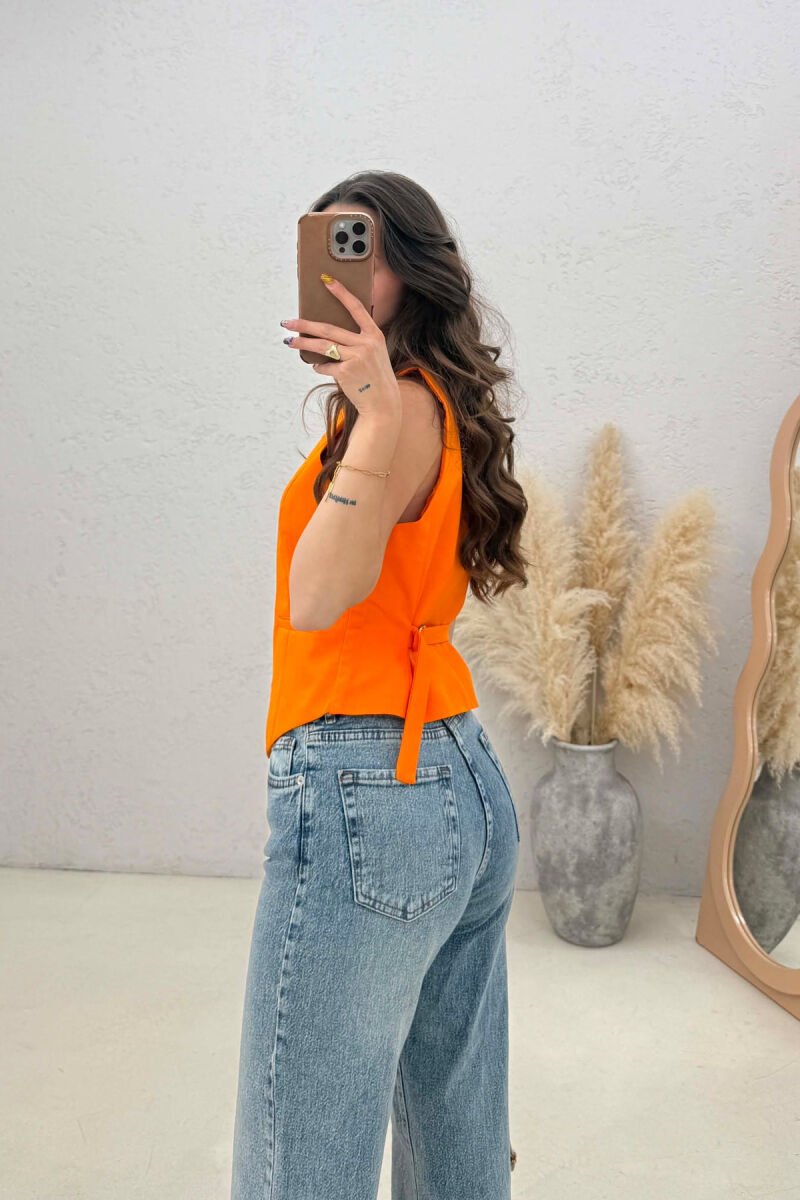 ONE COLOR SIMPLE WOMAN VEST ORANGE/PORTOKALLI - 3