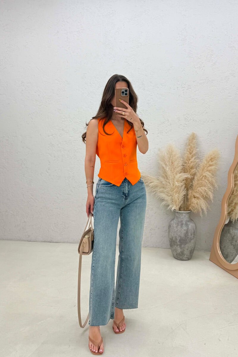 ONE COLOR SIMPLE WOMAN VEST ORANGE/PORTOKALLI - 4