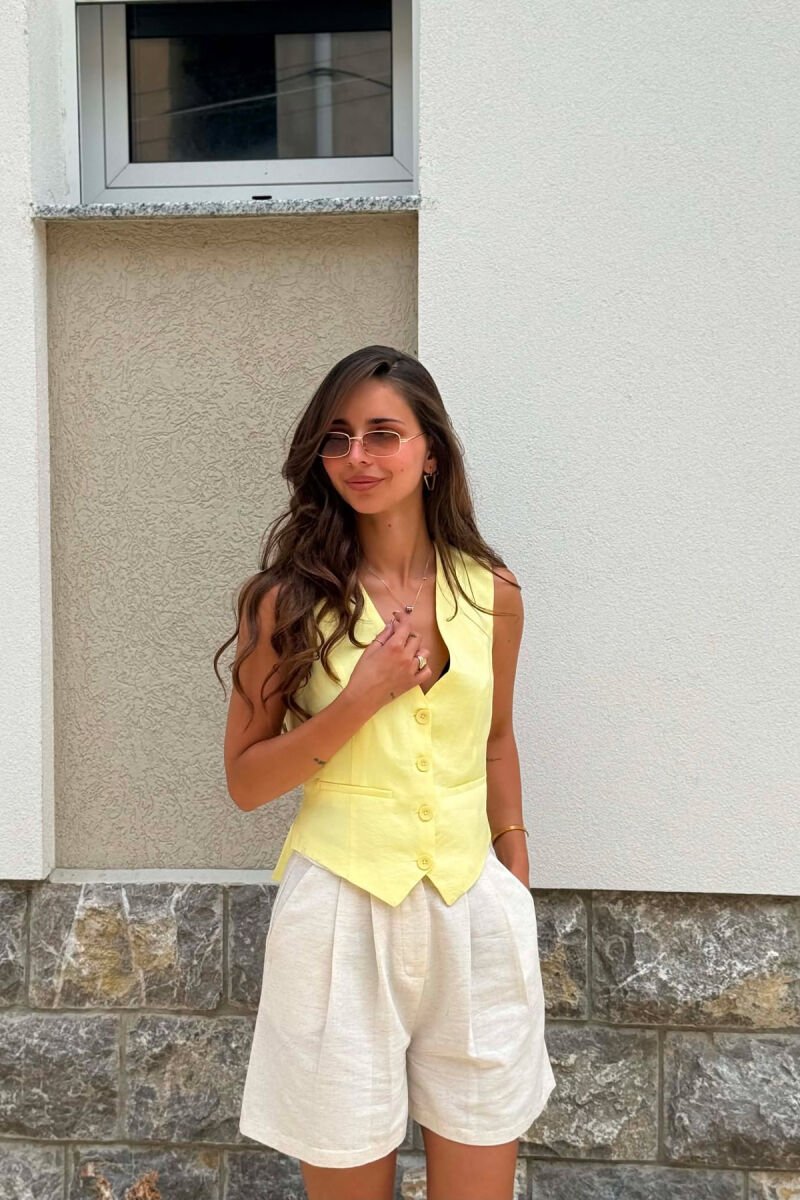 ONE COLOR SIMPLE WOMAN VEST YELLOW/E VERDHE - 1