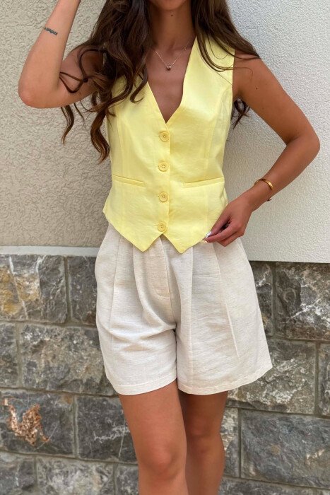 ONE COLOR SIMPLE WOMAN VEST YELLOW/E VERDHE - 2