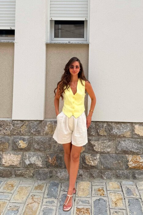 ONE COLOR SIMPLE WOMAN VEST YELLOW/E VERDHE - 4
