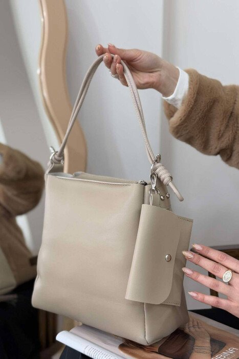 ONE COLOR SIMPLE WOMEN BAG BEIGE/BEZHE - KLAUDIO FASHION