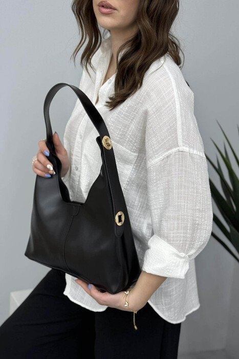 ONE COLOR SIMPLE WOMEN BAG BLACK/ E ZEZE - 2