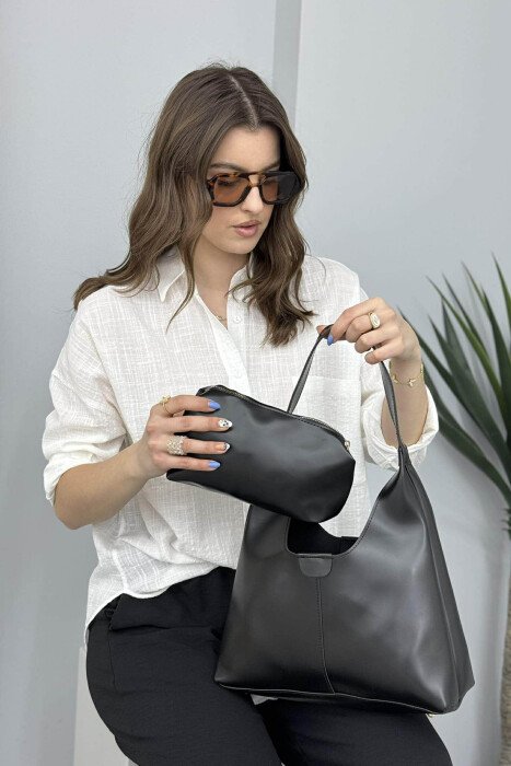 ONE COLOR SIMPLE WOMEN BAG BLACK/ E ZEZE - 5