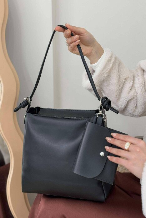 ONE COLOR SIMPLE WOMEN BAG BLACK/ E ZEZE - KLAUDIO FASHION