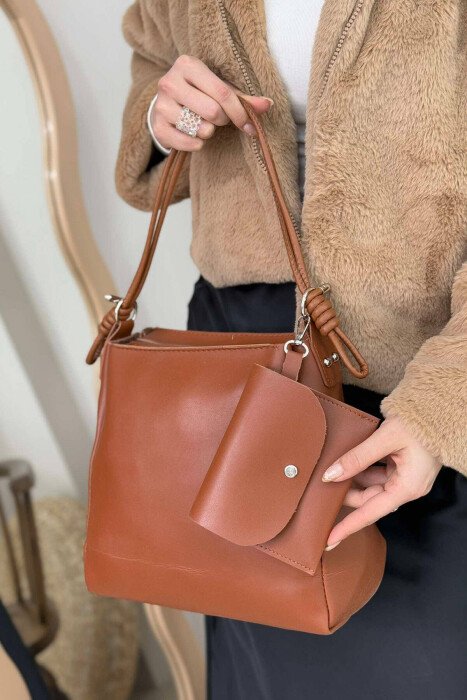 ONE COLOR SIMPLE WOMEN BAG BROWN/KAFE - KLAUDIO FASHION
