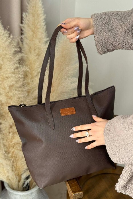 ONE COLOR SIMPLE WOMEN BAG BROWN/KAFE - 1