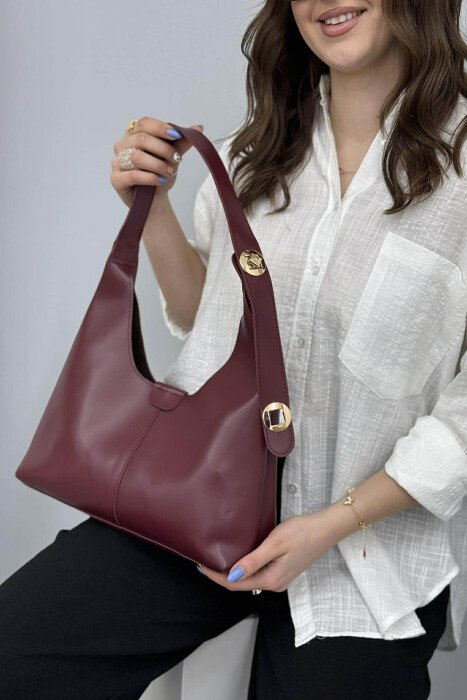 ONE COLOR SIMPLE WOMEN BAG BURGUNDY/VISHNJE - 2
