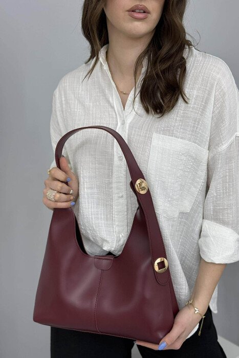 ONE COLOR SIMPLE WOMEN BAG BURGUNDY/VISHNJE - 3