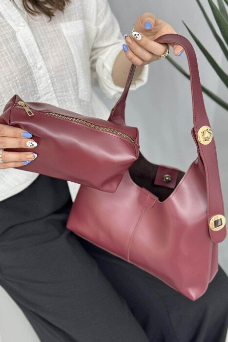 ONE COLOR SIMPLE WOMEN BAG BURGUNDY/VISHNJE - 4