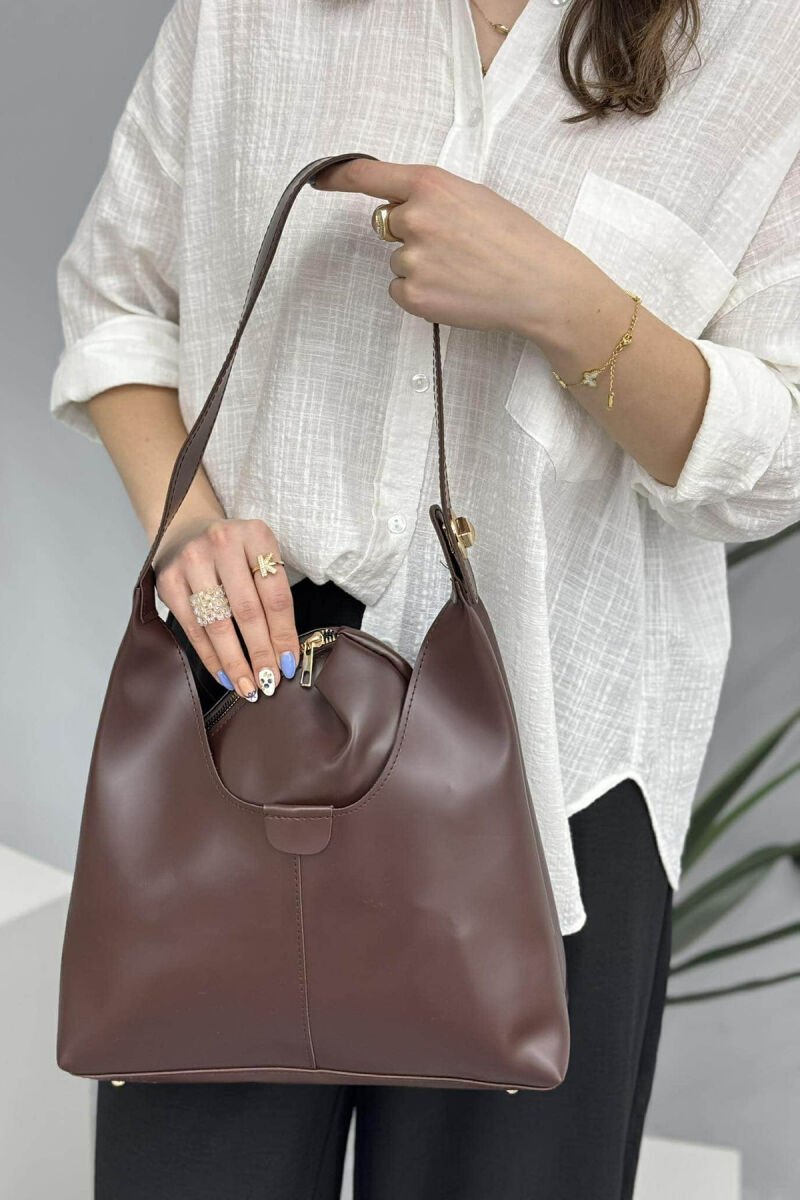 ONE COLOR SIMPLE WOMEN BAG DARK BROWN/KAE - 1