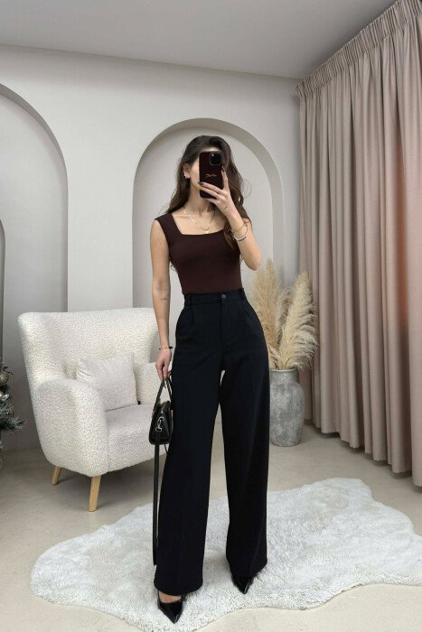 ONE COLOR SIMPLE WOMEN BODY DARK BROWN/KAE - KLAUDIO FASHION