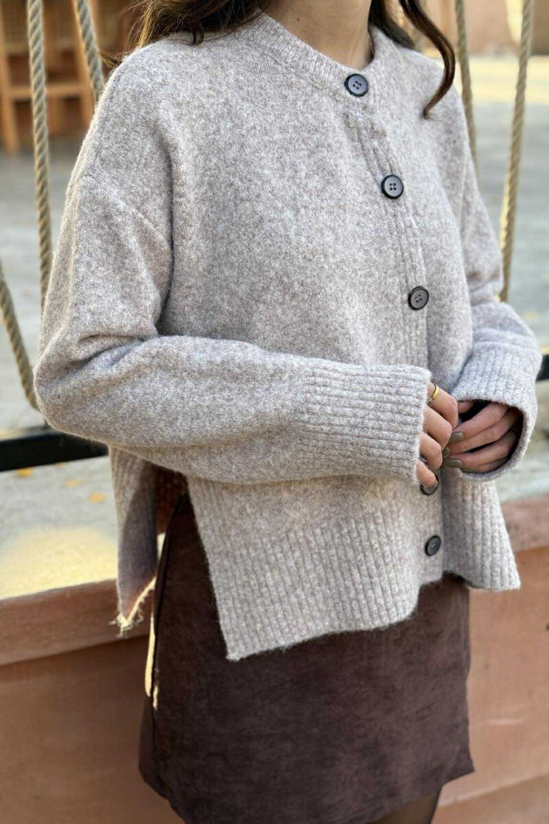 ONE COLOR SIMPLE WOMEN CARDIGAN BEIGE/BEZHE - 4