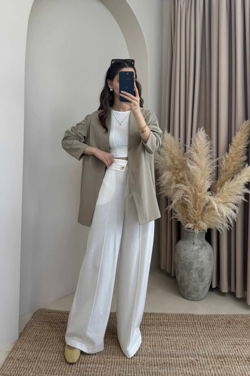 ONE COLOR SIMPLE WOMEN SHIRT BEIGE/BEZHE - 3