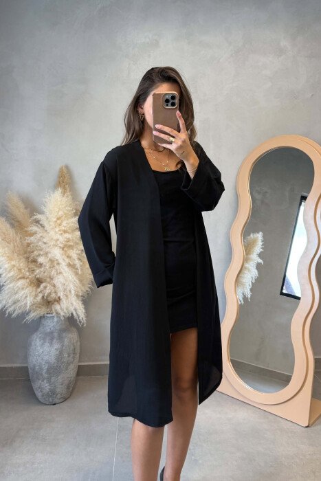 ONE COLOR SIMPLE WOMEN CARDIGAN BLACK/ E ZEZE - 3