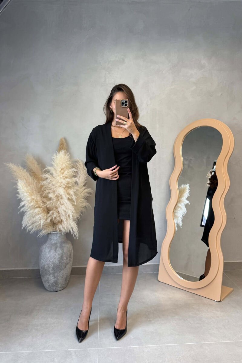 ONE COLOR SIMPLE WOMEN CARDIGAN BLACK/ E ZEZE - 4
