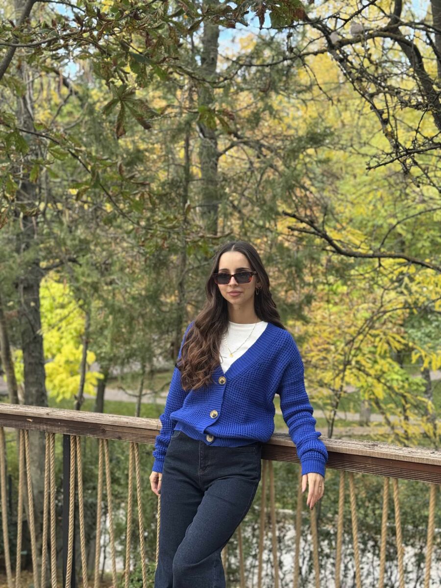 ONE COLOR SIMPLE WOMEN CARDIGAN BLUE/BLU - 3