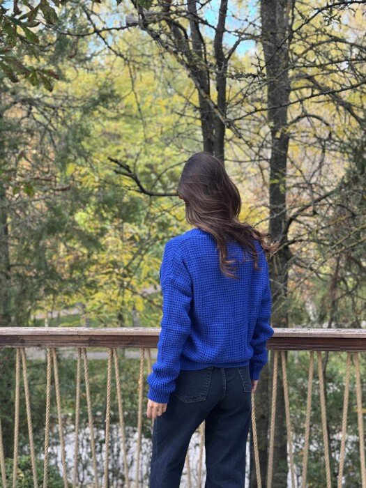ONE COLOR SIMPLE WOMEN CARDIGAN BLUE/BLU - 4