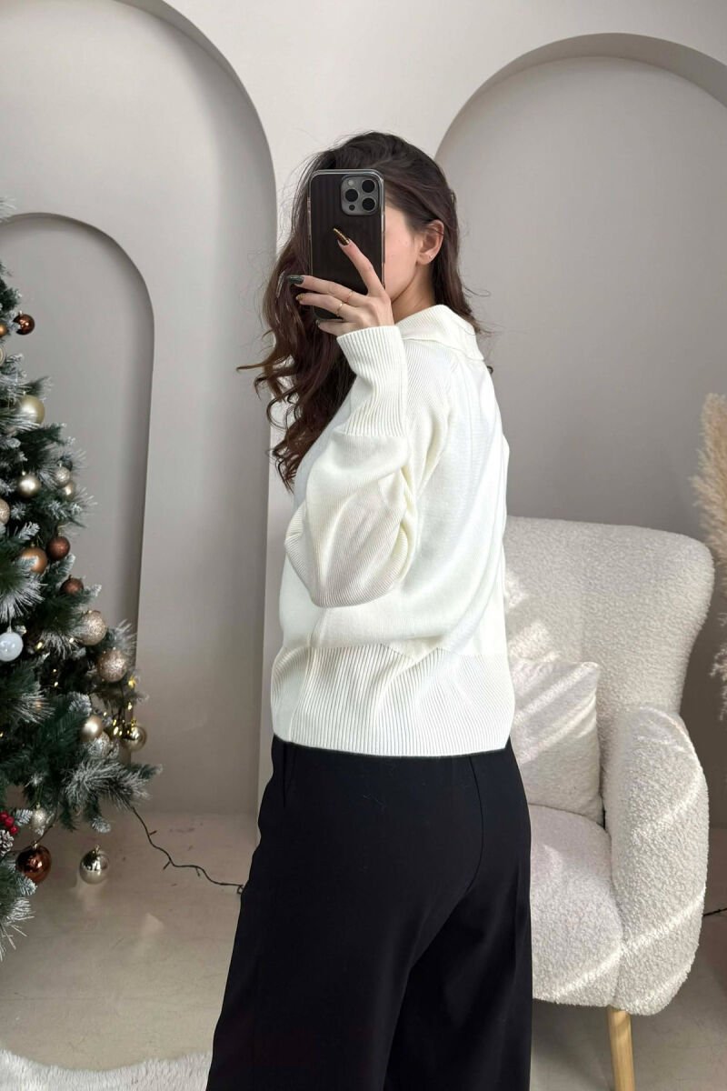 ONE COLOR SIMPLE WOMEN CARDIGAN CREAM/KREM - 4