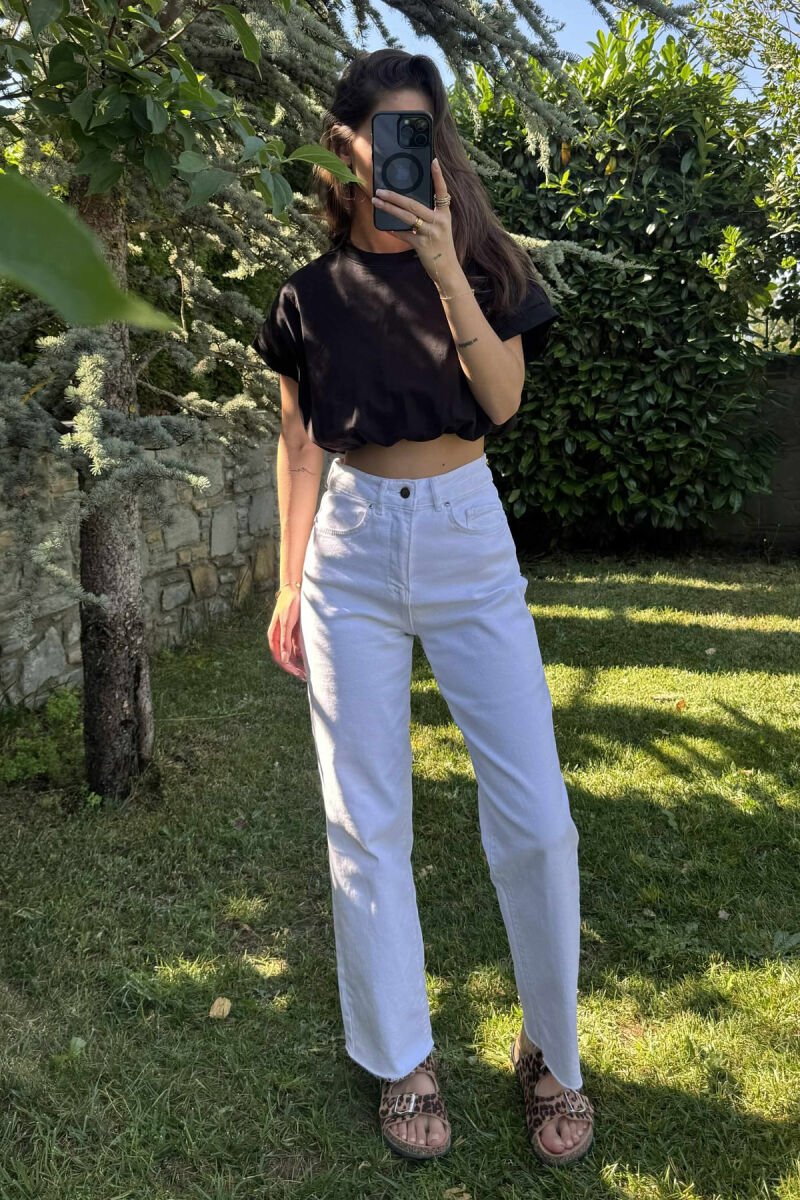 ONE COLOR SIMPLE WOMEN CROP TOP BLACK/ E ZEZE - 2
