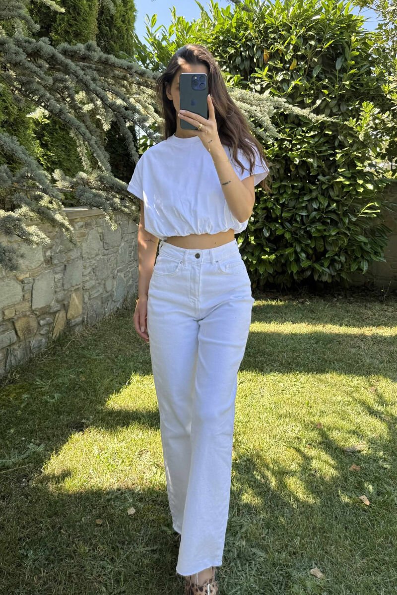 ONE COLOR SIMPLE WOMEN CROP TOP WHITE-E BARDHE - 1