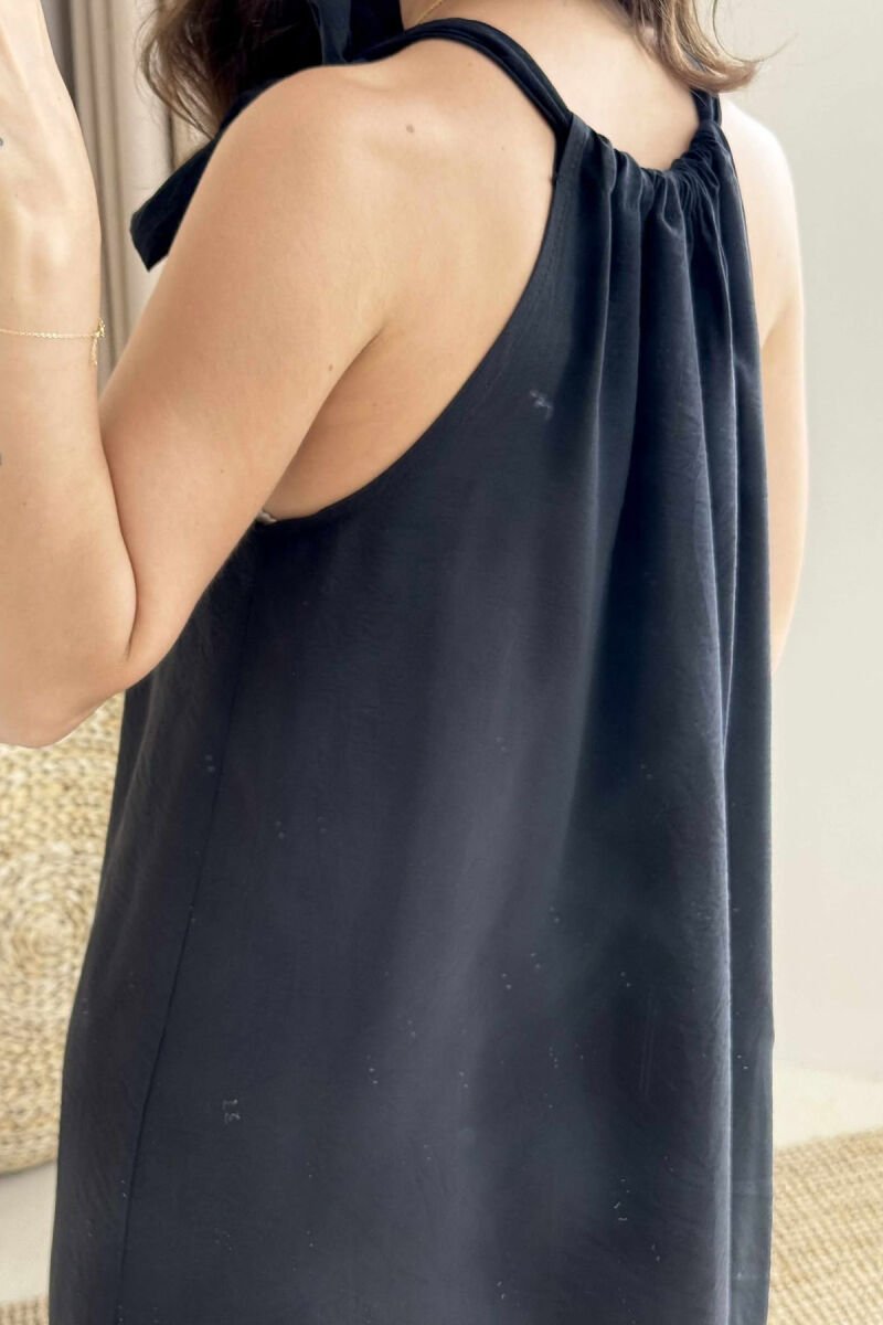 ONE COLOR SIMPLE WOMEN DRESS BLACK/ E ZEZE - 4