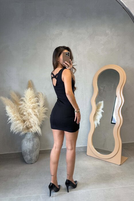 ONE COLOR SIMPLE WOMEN DRESS BLACK/ E ZEZE - 2