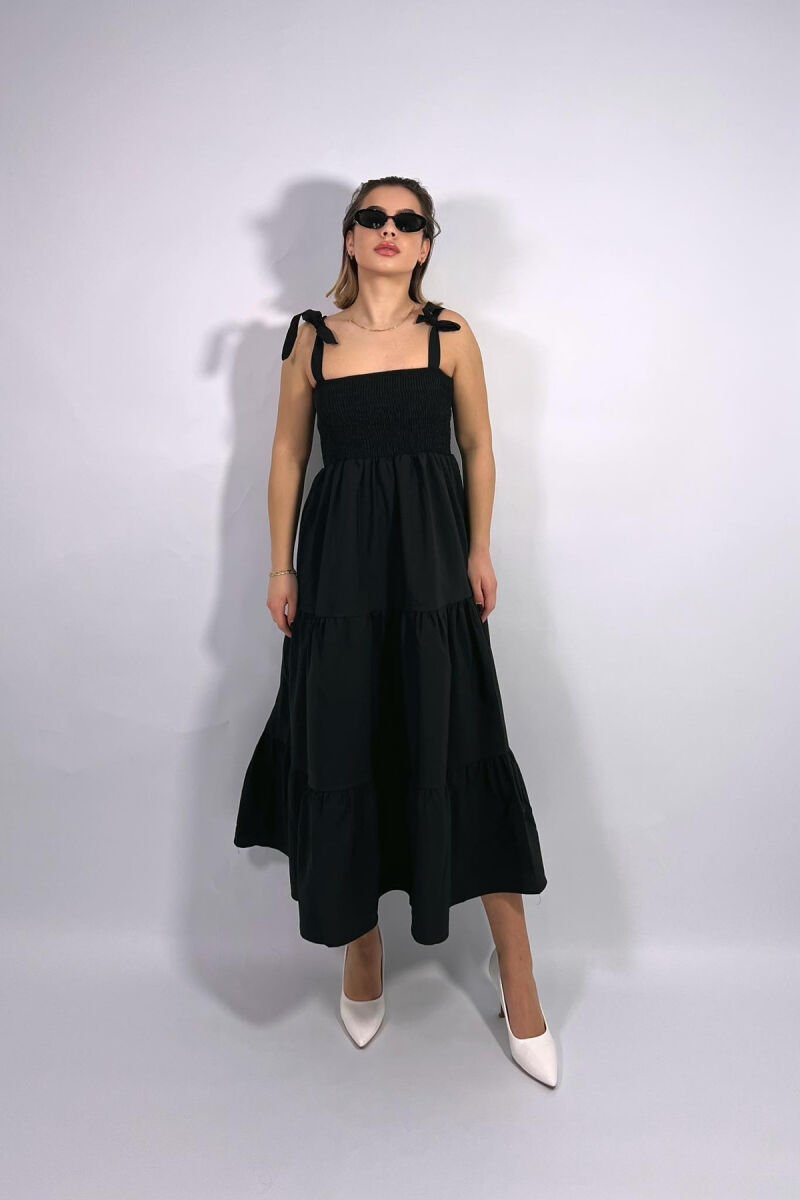 ONE COLOR SIMPLE WOMEN DRESS BLACK/ E ZEZE - 1