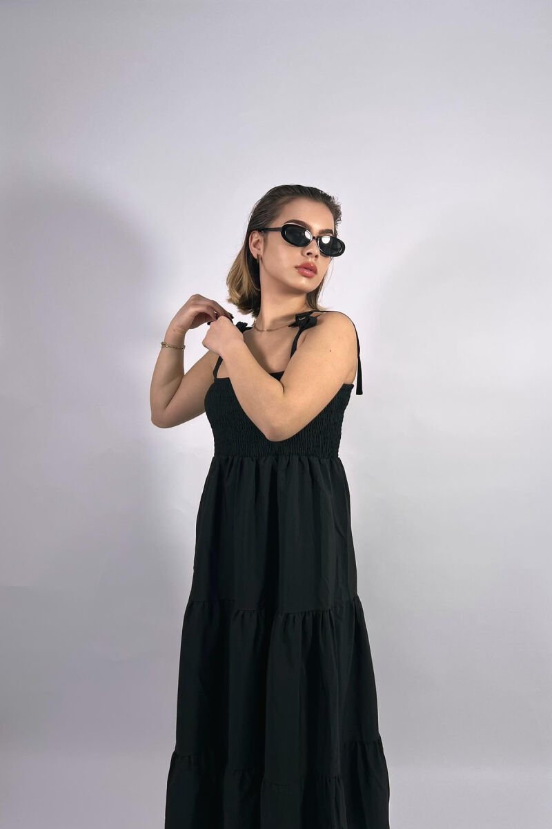ONE COLOR SIMPLE WOMEN DRESS BLACK/ E ZEZE - 2