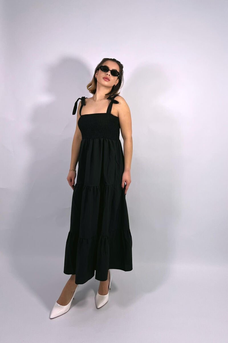 ONE COLOR SIMPLE WOMEN DRESS BLACK/ E ZEZE - 3
