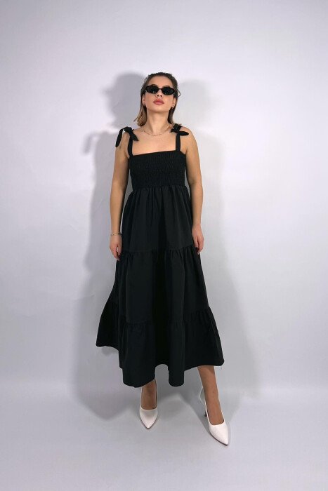 ONE COLOR SIMPLE WOMEN DRESS BLACK/ E ZEZE - KLAUDIO FASHION
