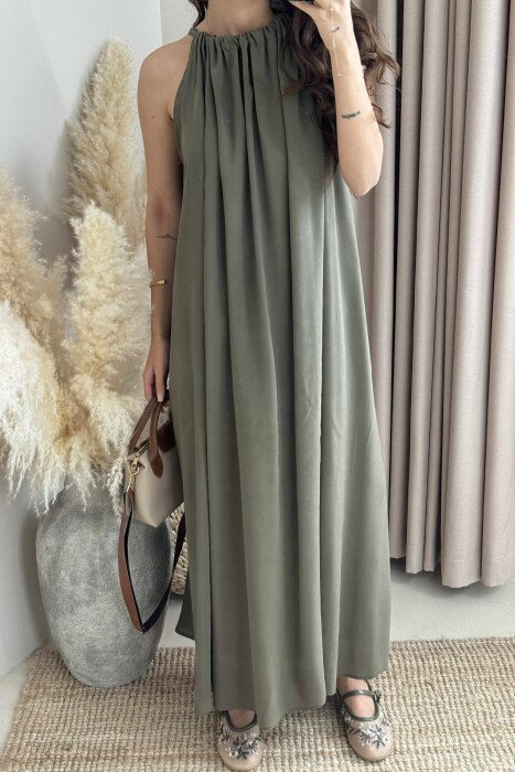 ONE COLOR SIMPLE WOMEN DRESS OLIVE/ULLI - 2