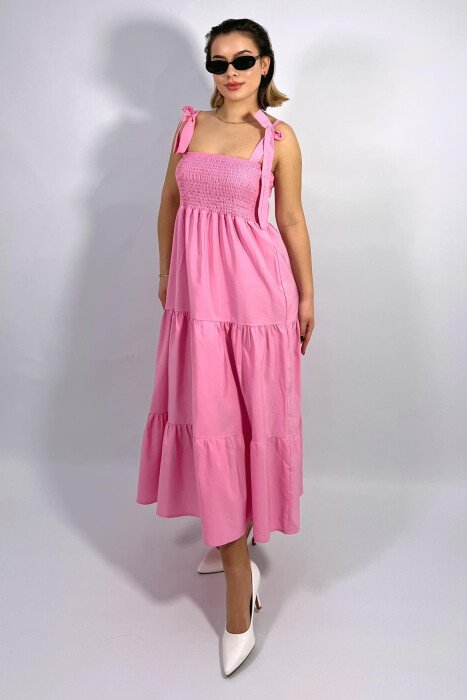 ONE COLOR SIMPLE WOMEN DRESS PINK/ROZE - KLAUDIO FASHION