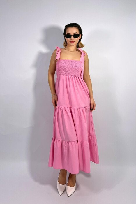 ONE COLOR SIMPLE WOMEN DRESS PINK/ROZE - 3