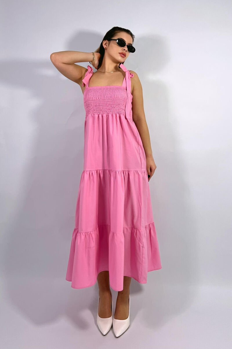 ONE COLOR SIMPLE WOMEN DRESS PINK/ROZE - 4