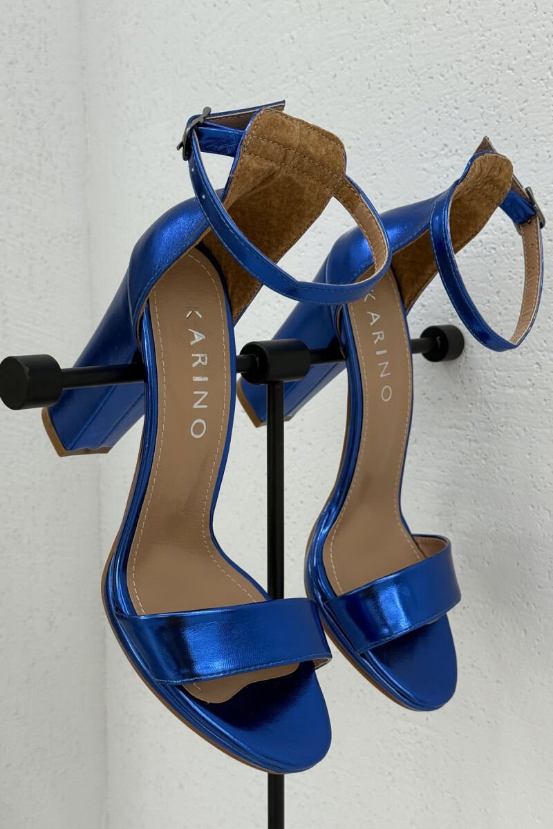 ONE COLOR SIMPLE WOMEN HEELED SANDALS BLUE/BLU - 1