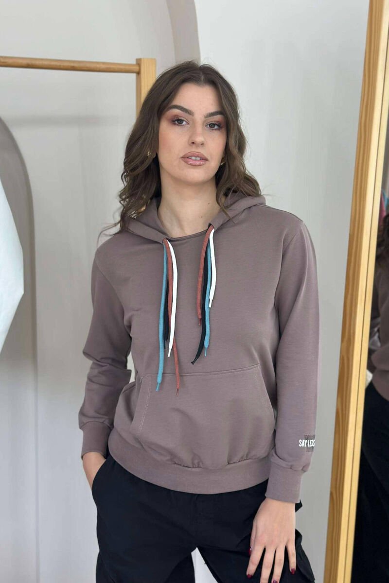 ONE COLOR SIMPLE WOMEN HOODIE BROWN/KAFE - 4