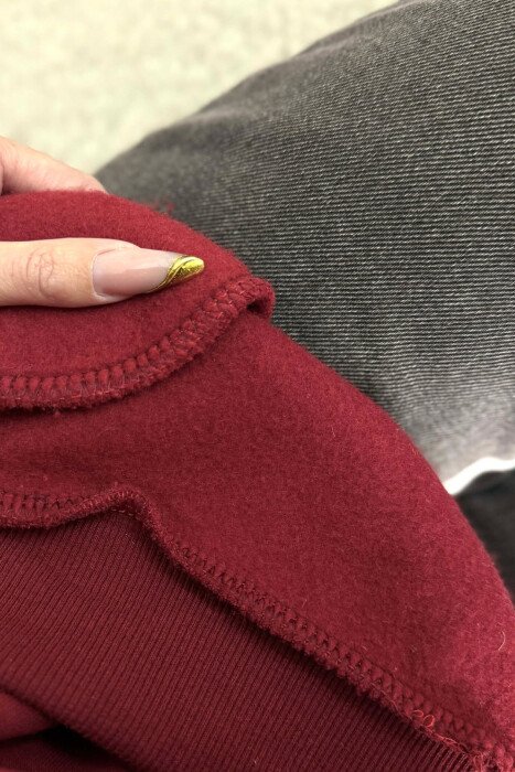 ONE COLOR SIMPLE WOMEN HOODIE DARK BURGUNDY/VISHNJE E ERRET - 4
