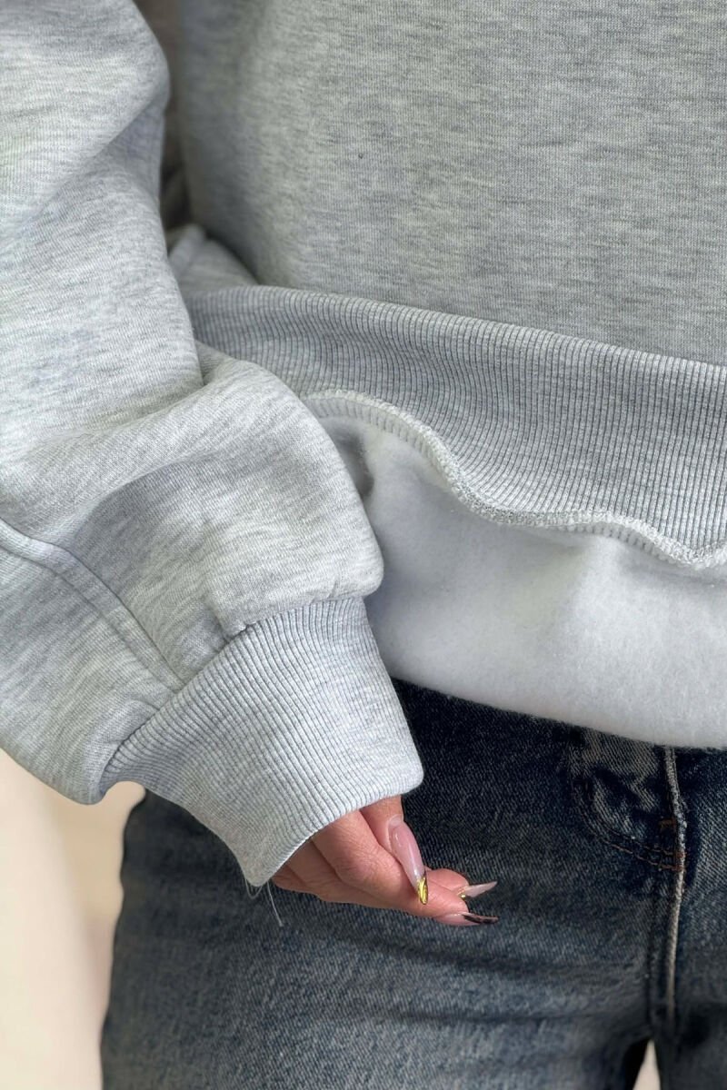 ONE COLOR SIMPLE WOMEN HOODIE GREY/GRI - 4