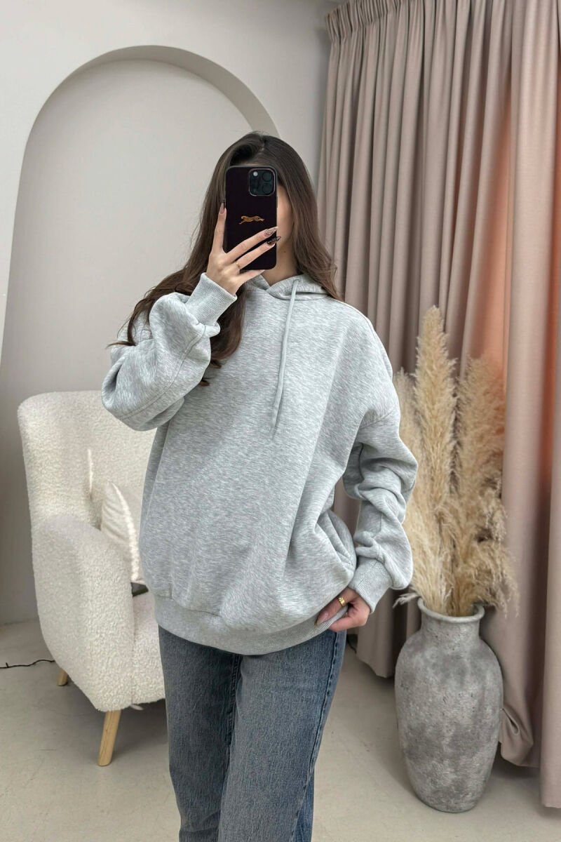 ONE COLOR SIMPLE WOMEN HOODIE LIGHT GREY/GZ - 1