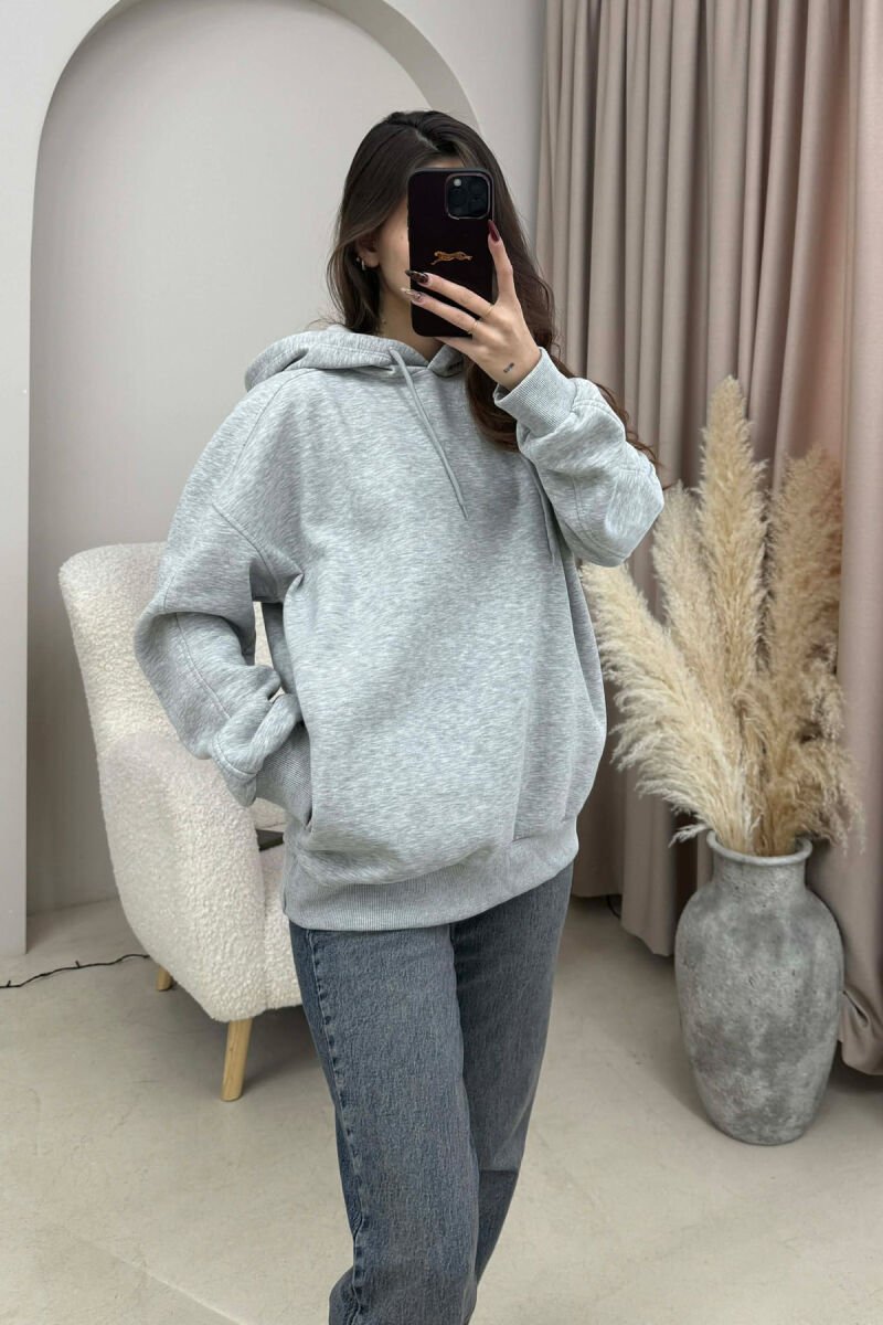 ONE COLOR SIMPLE WOMEN HOODIE LIGHT GREY/GZ - 5