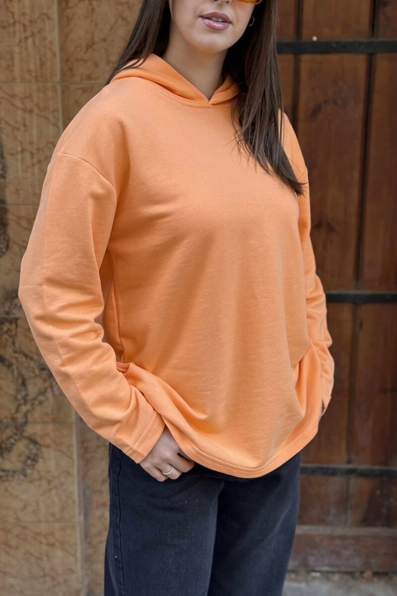 ONE COLOR SIMPLE WOMEN HOODIE ORANGE/PORTOKALLI - 5