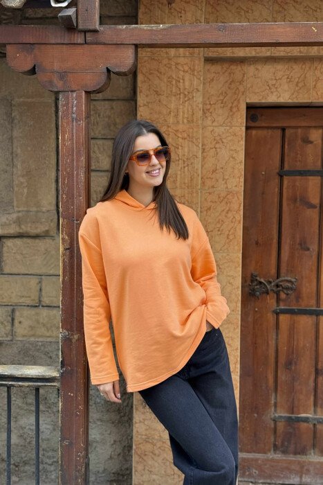 ONE COLOR SIMPLE WOMEN HOODIE ORANGE/PORTOKALLI - 3