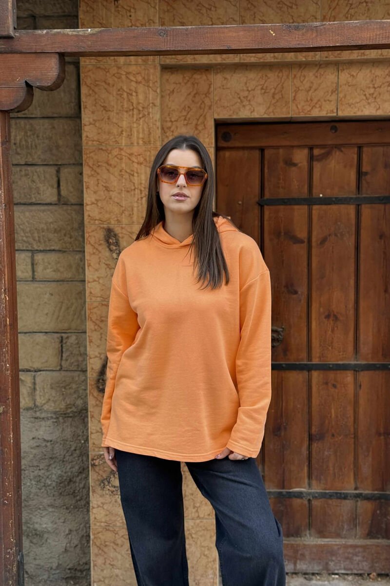 ONE COLOR SIMPLE WOMEN HOODIE ORANGE/PORTOKALLI - 2