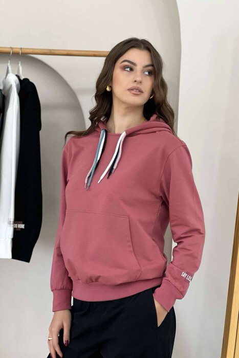 ONE COLOR SIMPLE WOMEN HOODIE POWDER/PUDER 