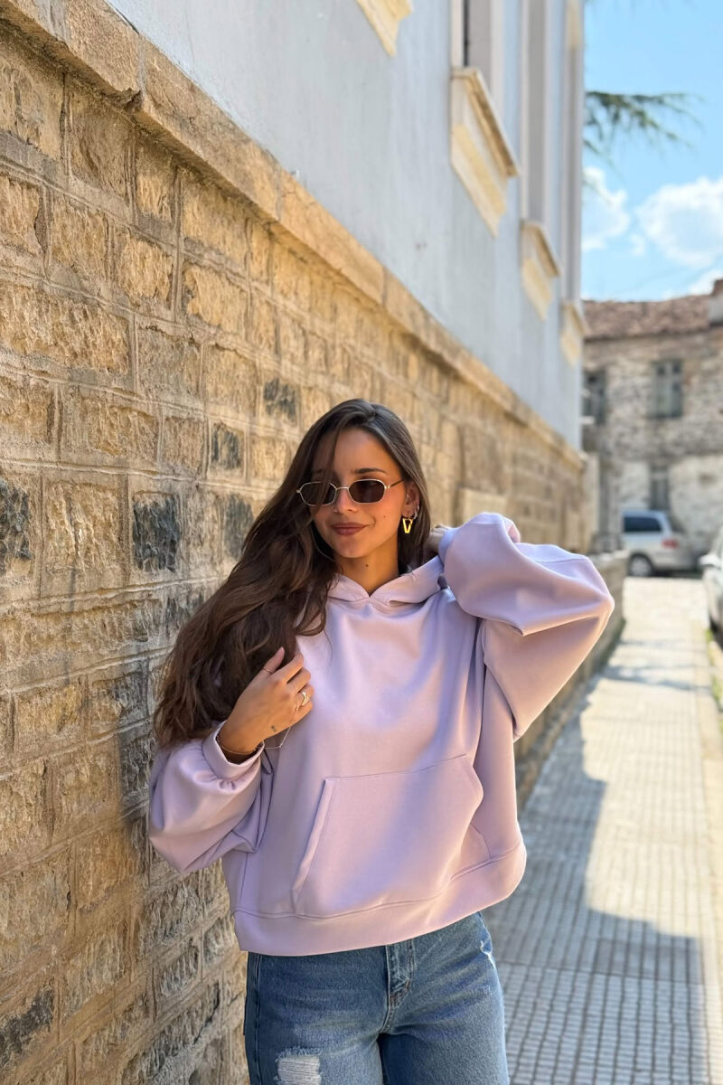 ONE COLOR SIMPLE WOMEN HOODIE PURPLE/LEJLA - 1