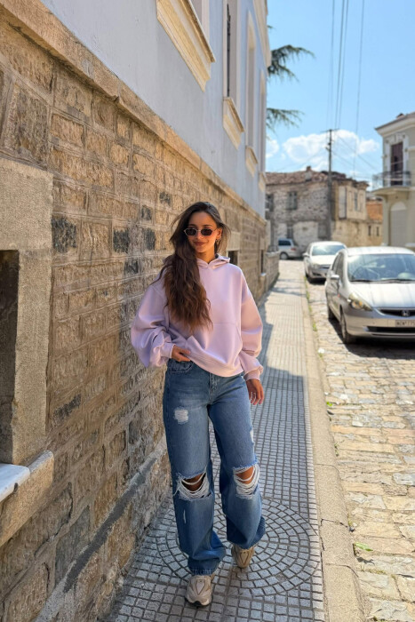 ONE COLOR SIMPLE WOMEN HOODIE PURPLE/LEJLA - 3