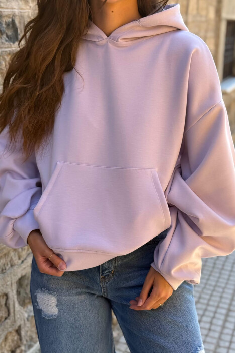ONE COLOR SIMPLE WOMEN HOODIE PURPLE/LEJLA - 5