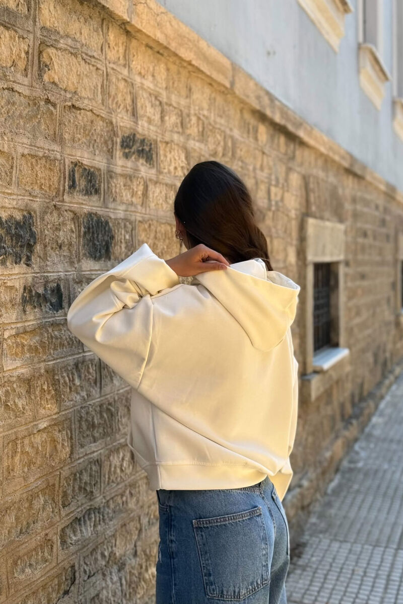 ONE COLOR SIMPLE WOMEN HOODIE WHITE-E BARDHE - 3