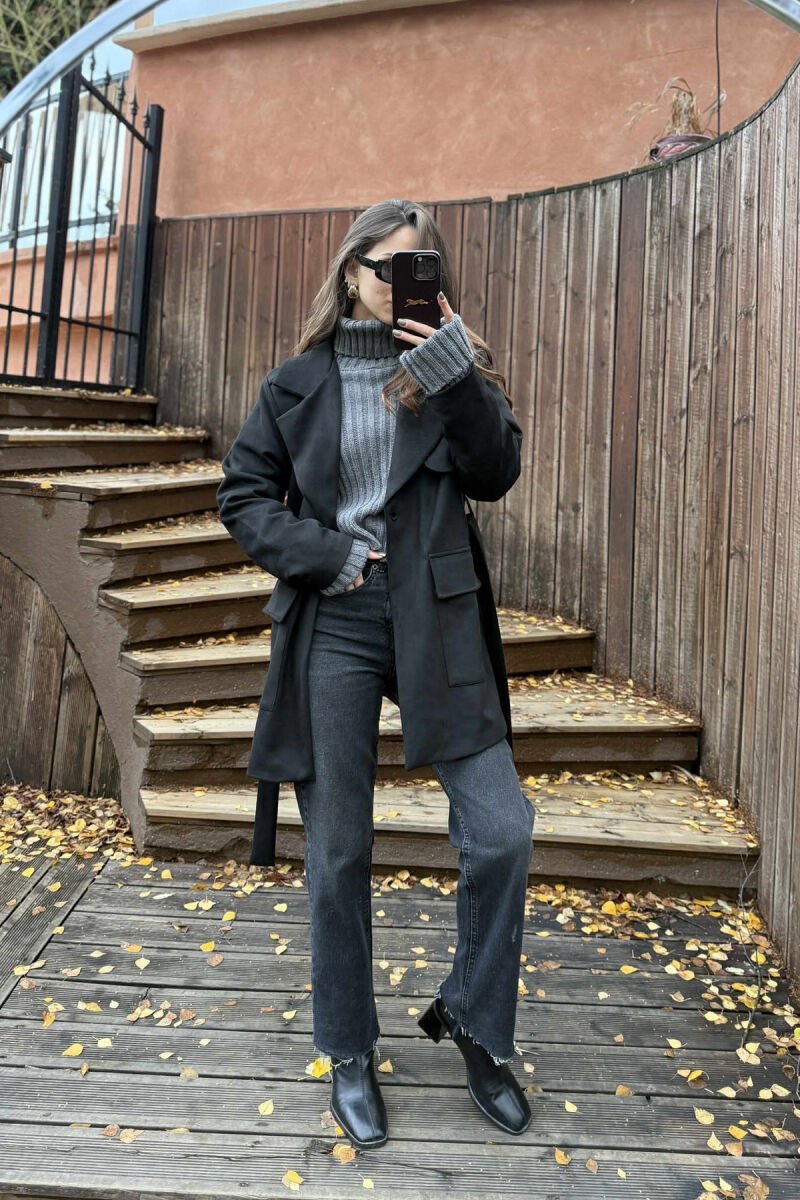 ONE COLOR SIMPLE WOMEN JACKET BLACK/ E ZEZE - 2